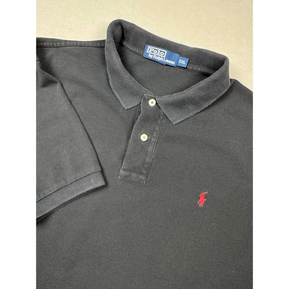 Polo Ralph Lauren Black Polo Shirt XXL Red Pony Short Sleeve‎ Men's Classic Fit - Picture 1 of 5